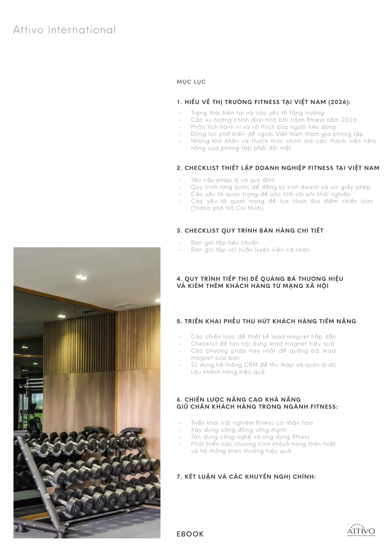 Mục lục Ebook Chiến lược bán hàng tiếp thị fitness Tập 2