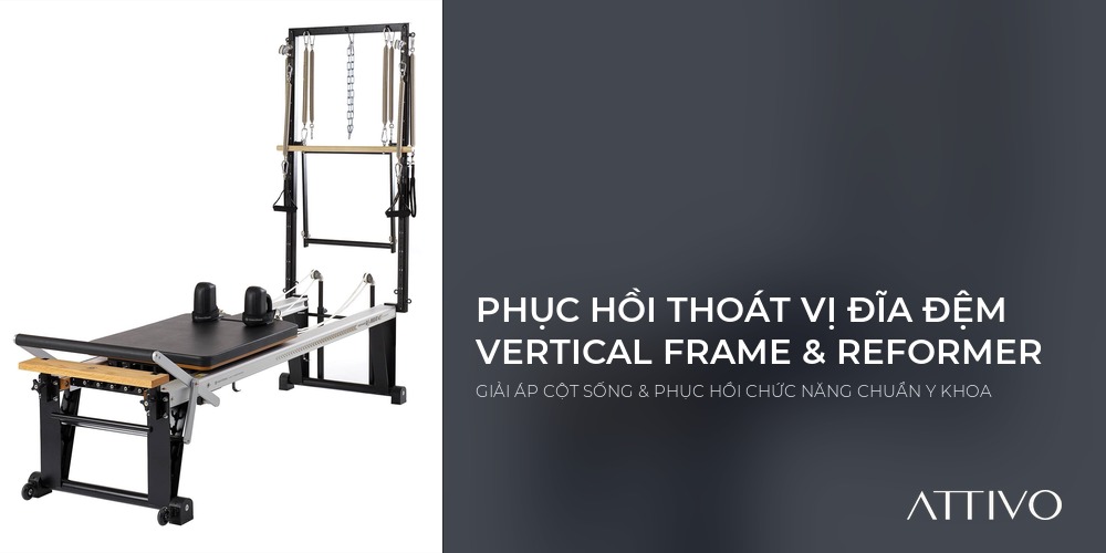 Phục hồi thoát vị đĩa đệm Pilates cùng khung Vertical Frame Reformer